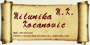 Milunika Kocanović vizit kartica